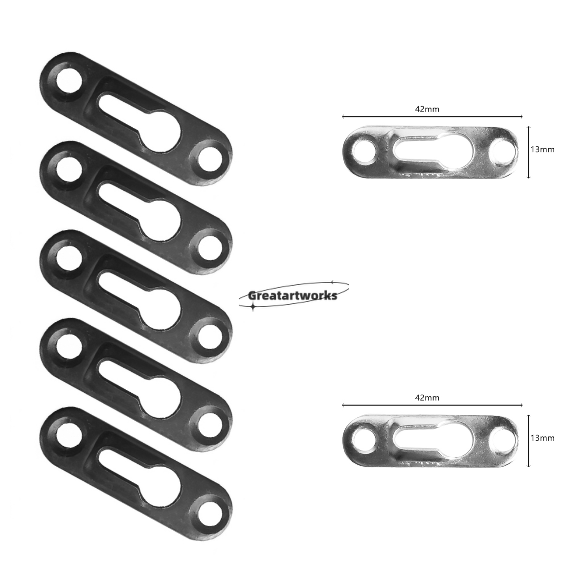 10 Stks/set Metalen Fotohangers 42*13Mm Bronzen Zilverkleurige Zinken Sleutelgathaak Hangend Stuk Fotolijst Kunstwerken Spiegels