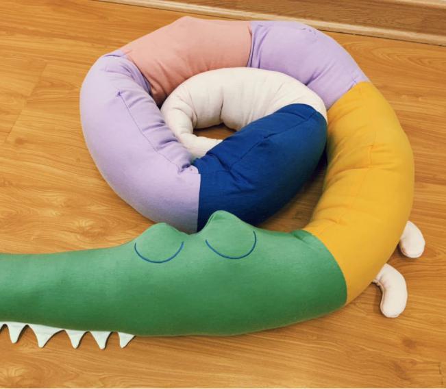 Newborn Baby Bed Crib Fence Bumper Toys Protection Crocodile Pillow Cotton Cushion Kids Room Decoration Bed Bumper 205cm: 02