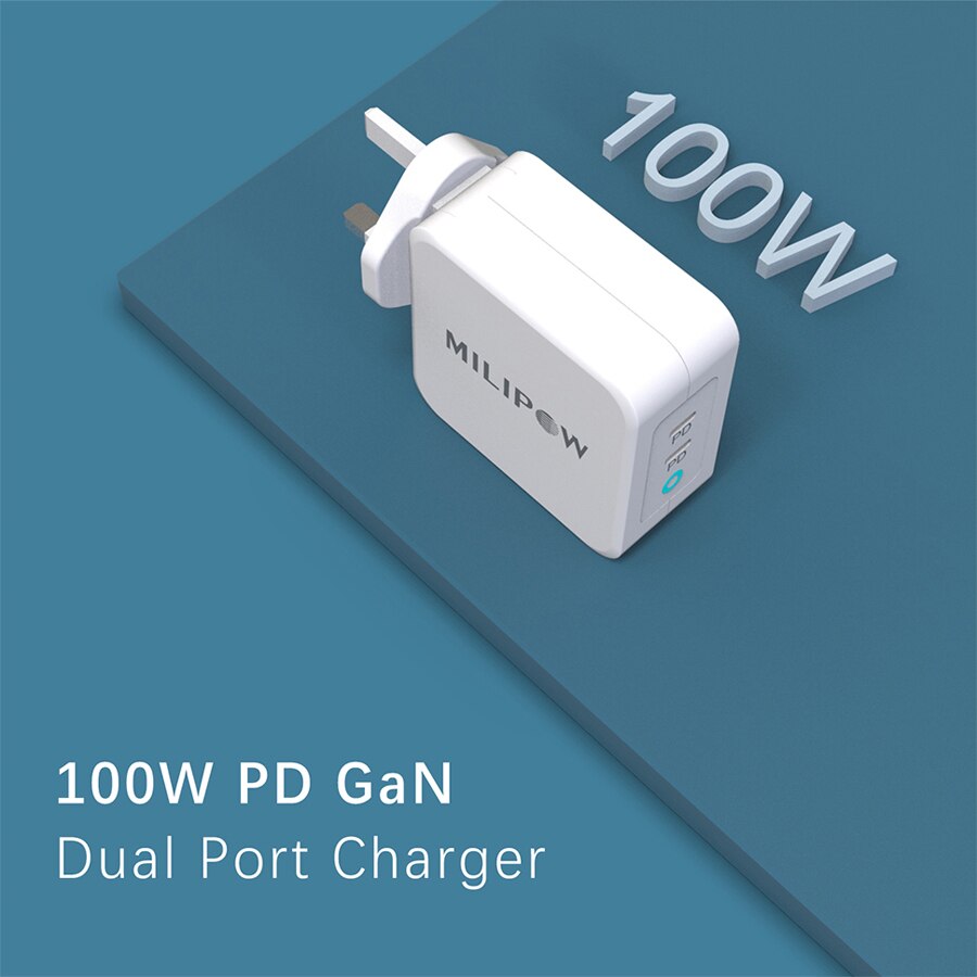 USB C Dual 100W GaN Ladegerät - 2 Ports - PD Schnellladung für MacBook, iPad, iPhone, Samsung
