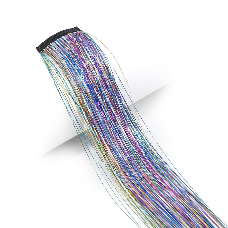 16 colors Glitter Hair Extensions Sparkle Hair Tinsel with Clip Highlights False Hair Strands 1pc Clip In Bling Hair: 15