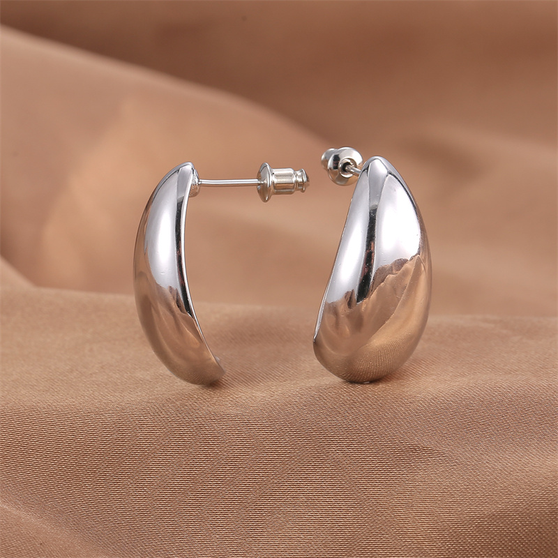 Pendiente de aro con giros circulares para mujer, temperamento Simple, hipérbole, Color dorado, uso diario, joyería, de: Chapado en zinc blanco y azul