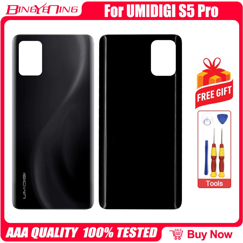 BingYeNing For A5 Pro A7 Pro A9 Pro Battery Cover Back Housing For Umidigi S5 Pro Bison Battery Cover: S5 Pro Black