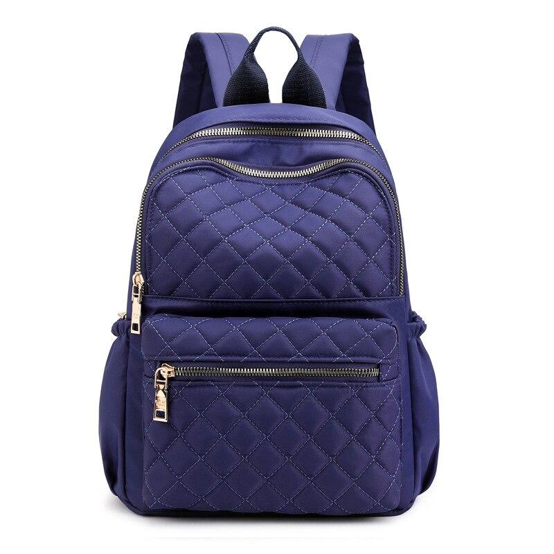 Décontracté en Nylon diamant treillis sac à dos femmes couleur unie grande poche grande capacité Daypack étanche voyage sac à bandoulière: Blue