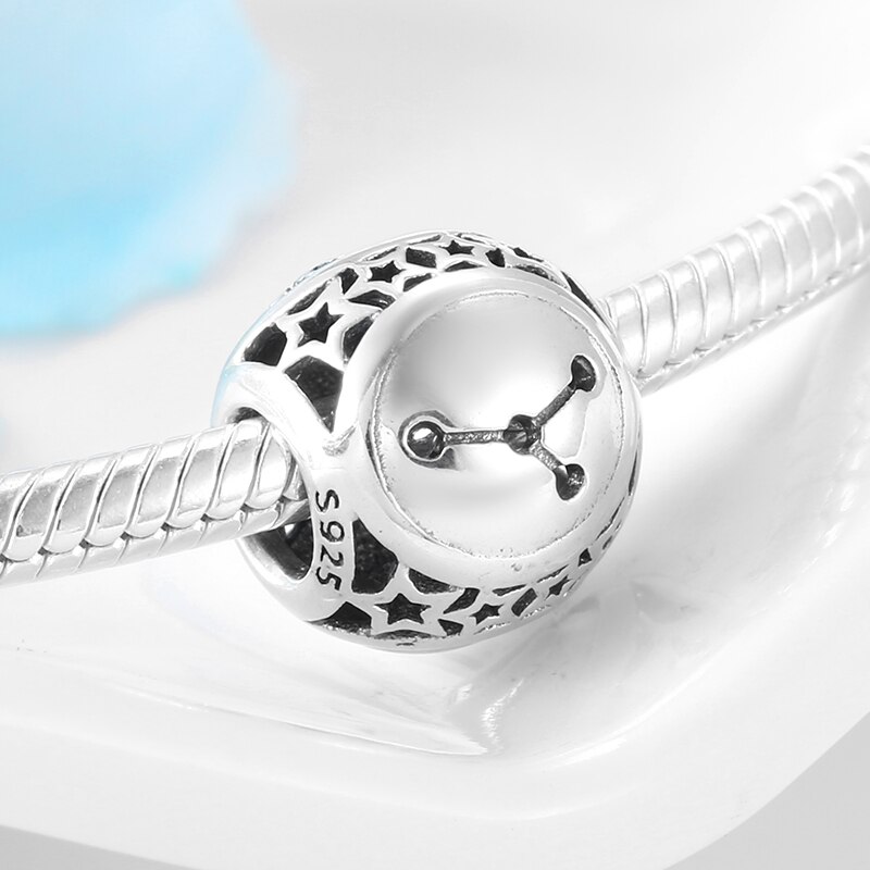925 Sterling Silver 12 Constellation Cancer Beads Fit Original European Charm Bracelet zodiac necklace Charms Jewelry