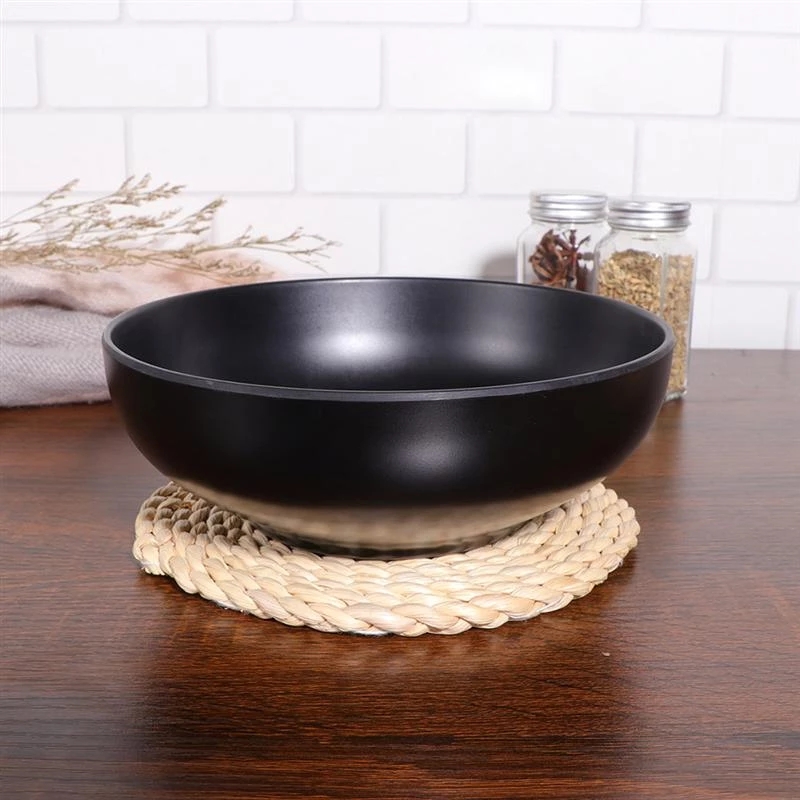 2Pcs Japanese Style Ramen Bowls Stylish Food Container Black Noodle Bowls Black Imitation Porcelain Japanese Ramen Bowl