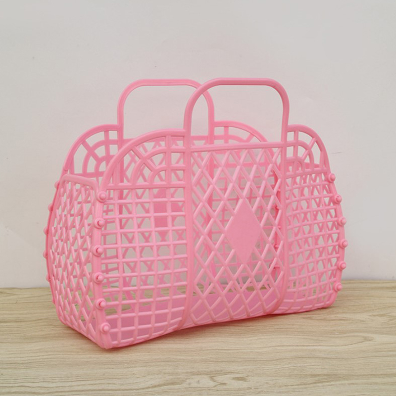 1pcs Bathroom Laundry Basket Foldable Mesh Portable Plastic Bathroom Laundry Basket Assemble the Wash Basket: Burgundy