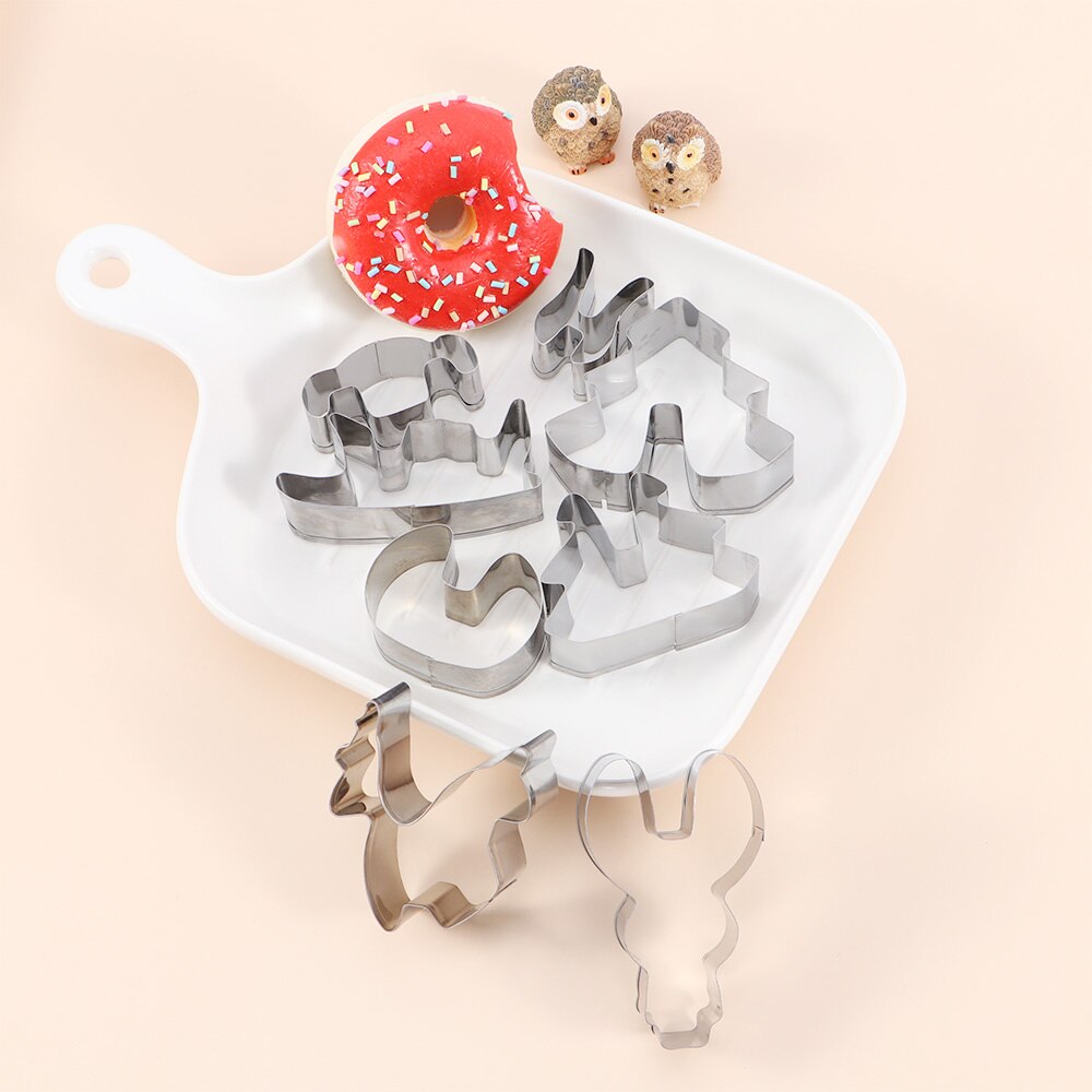 8 Stks/set Rvs 3D Kerst Cookie Cutters Cake Cookie Mold Fondant Cutter Diy Bakken Tools Cakevorm Keuken Benodigdheden