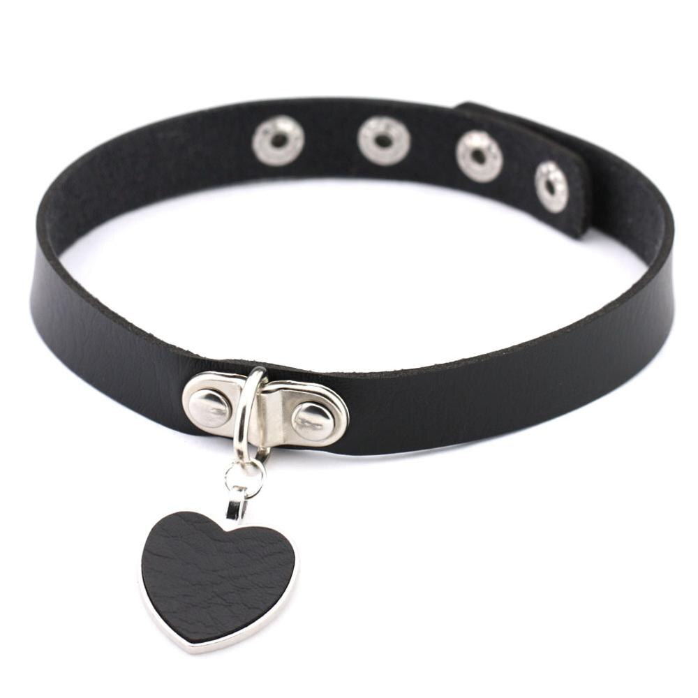 Punk Gothic Black Pu Leather Heart Cross Round Choker Necklace For Women Spike Rivet Neck Jewelry Chocker Collar Necklaces: 9