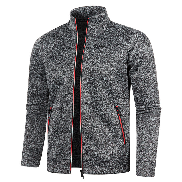 Herbst Winter Herren Reißverschluss Strick Lange Ärmel Dünne Kaschmir oben zur Seite fahren Mantel: 4XL / dunkel Grau