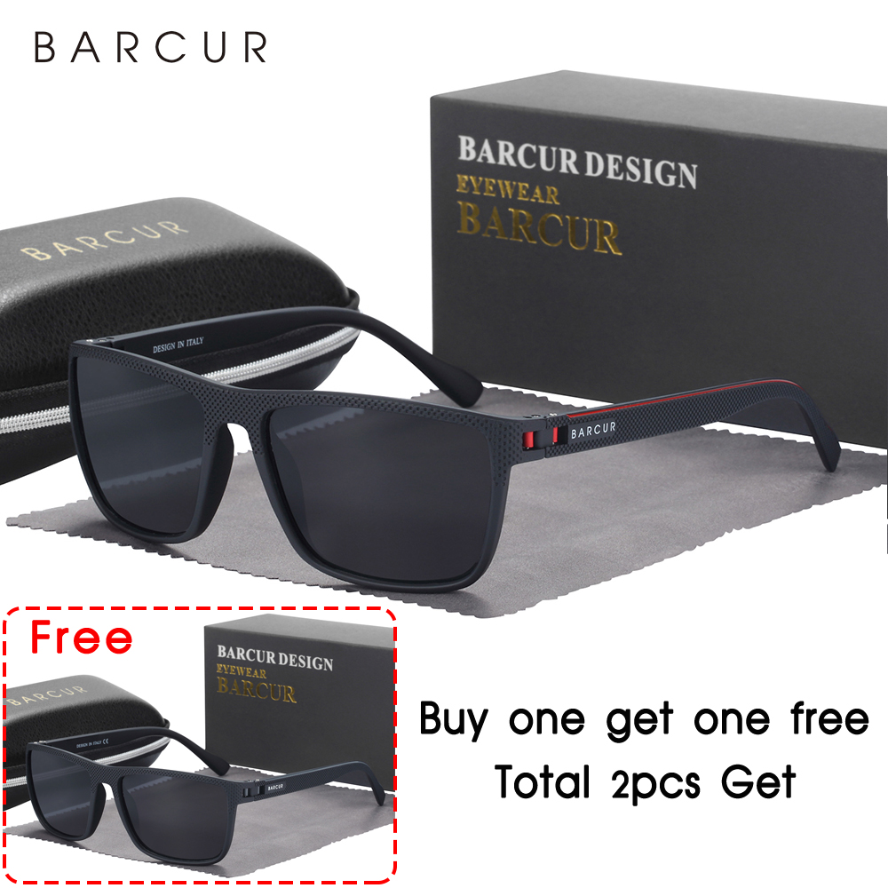 BARCUR-gafas de sol polarizadas TR90 para hombre y mujer, lentes deportivas ligeras, accesorio de protección UVAB: Multicolor