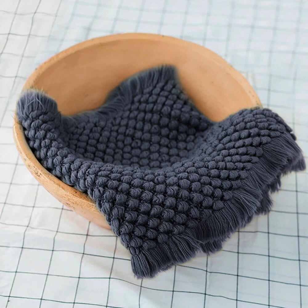 Newborn Photography Props Knitted Blanket Baby Girls Baby Boys Child Photo Bedding Blanket Pineapple Blanket KF409: ink blue