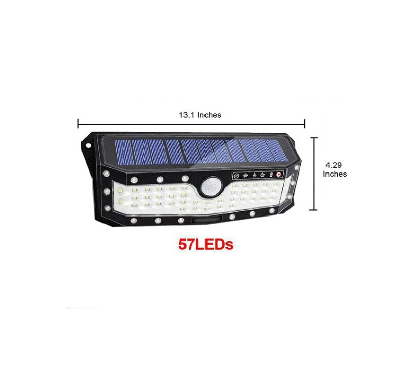 USB Rechargeable PIR Motion LED Motion Solar Light Outdoor Wall Lamp Home Garden Yard Walkway Security Street Light: 57 LEDs