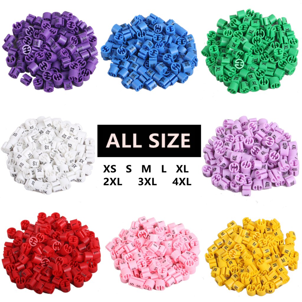 200Pcs Multicolour Hanger Sizer Kledingstuk Markers &quot;XS-6XL&quot; Plastic Kleding Maat Marker Tags