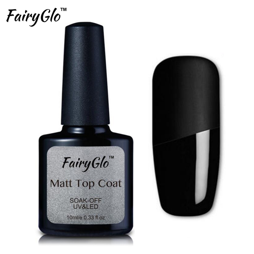 Fairyglo 10ml matt topcoat gel polish olie uv gel neglelak gelak heldig blødgør lak semi permanent neglelim