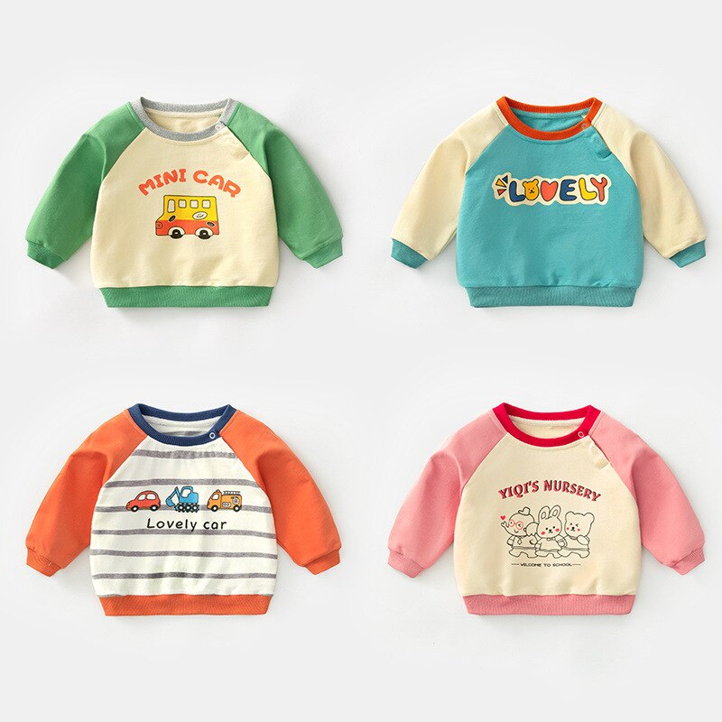 Sweat-Shirt à col rond pour fille et garçon, petite couronne, 0-4 ans, 100% coton, , automne