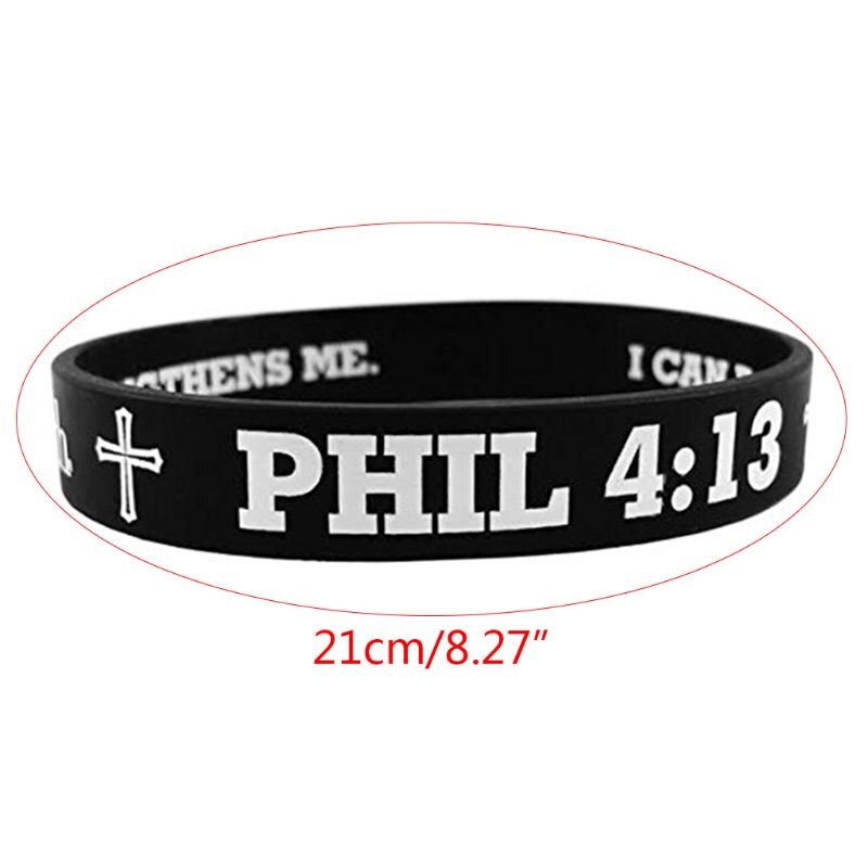 Philippiens 4:13 boucliers de force Bible Bracelet en caoutchouc de Silicone Bracelet Bracelet de Fitness