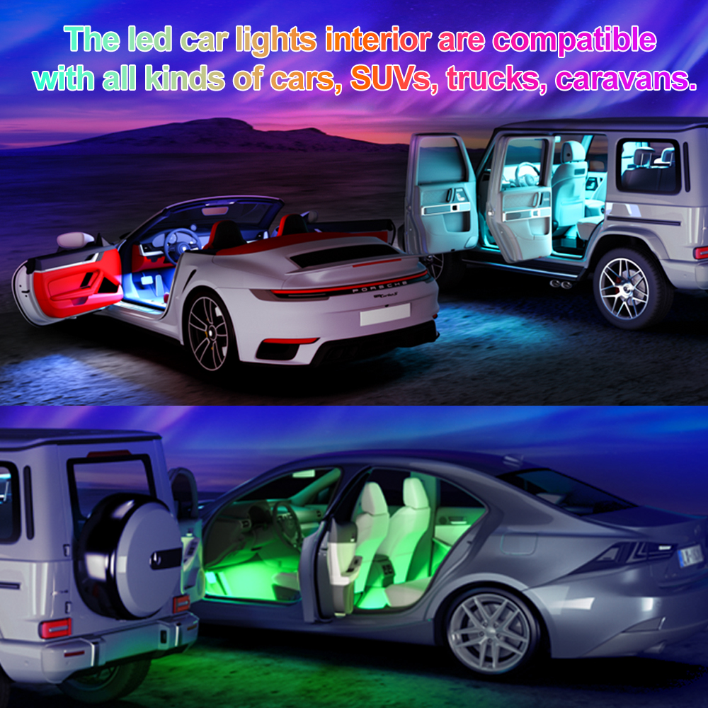Ambient Foot Light Strip Car Neon Interior LED RGB Light Strips With Control Auto Decorative Lamps Chassis Light Strips