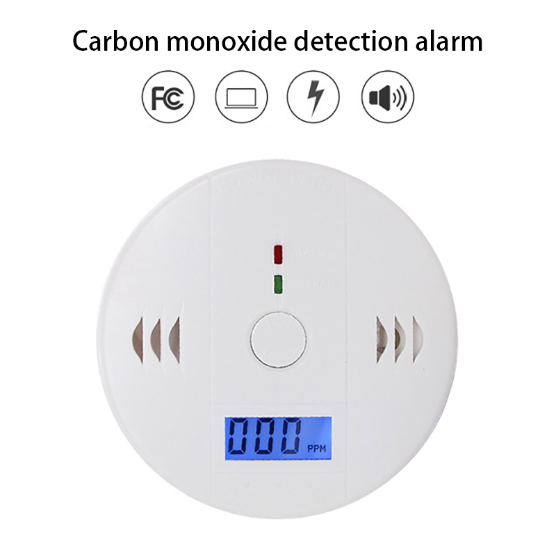 CO Gas Sensor Carbon Monoxide Poisoning Alarm Detector Home Security 85dB Warning High Sensitive LCD Photoelectric Independent