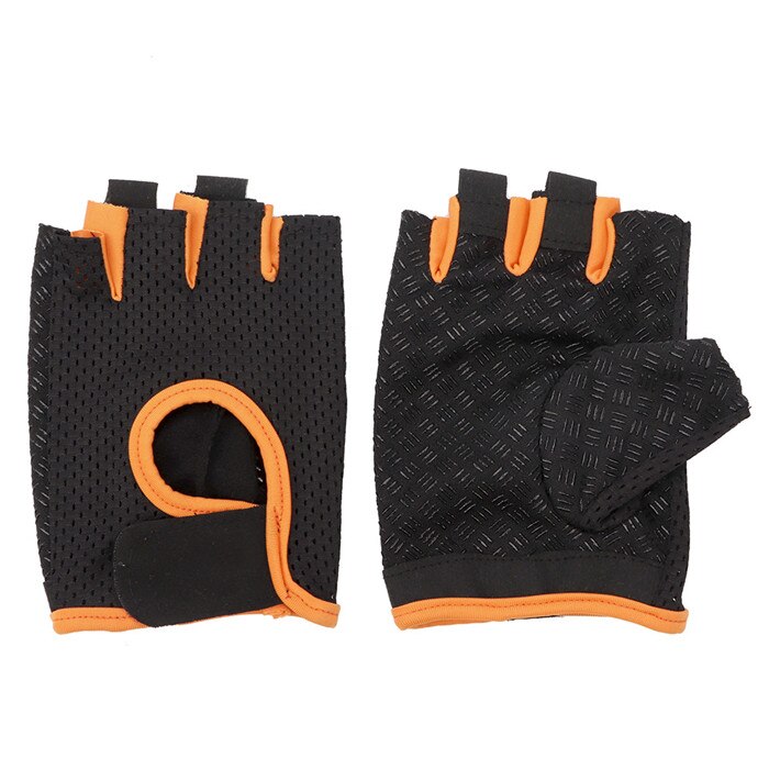 Half Finger Hand Gym Fitness Gloves Power Weight Lifting Women Men Crossfit Workout Bodybuilding Protective Gloves: Orange / L