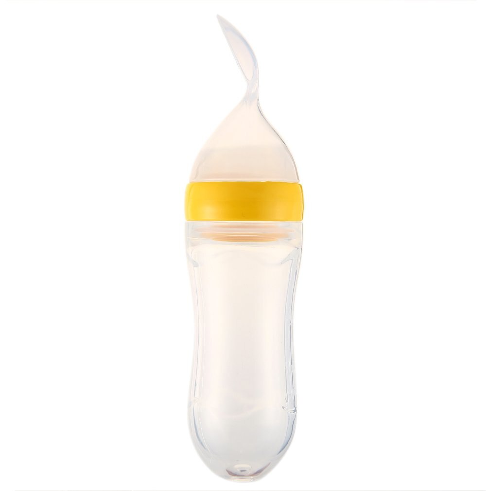 1pc 90ml Baby Bottle Silicone Extrusion Feeding Type Infant Kids Care Spoon Rice Paste Baby Food Bottle 5 colors