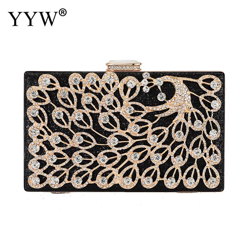 Gold Formal Flower Evening Bag For Wedding Party Luxury Glitter Rhinestone Crystal Clutch Purse Bridal Prom Handbag For Women