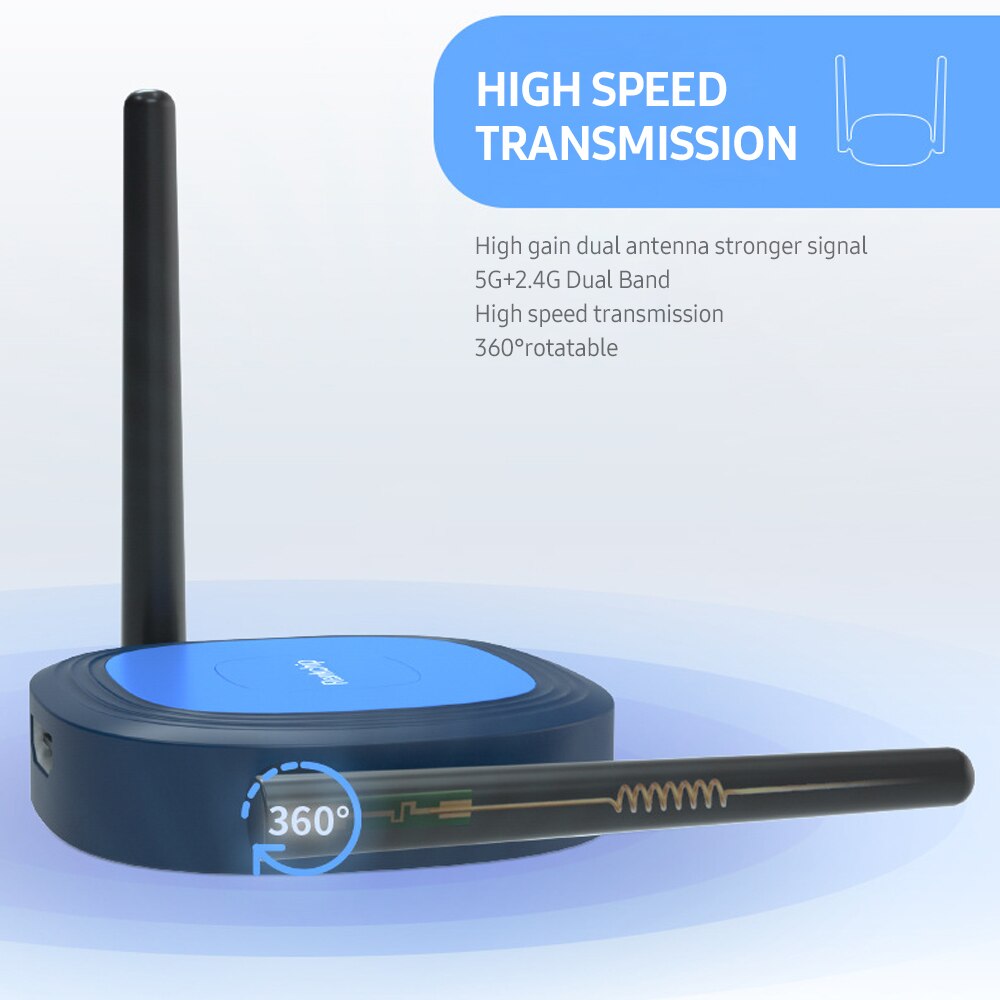 Wireless Screen Mirroring Device 5G 2.4G Dual Band Stable High Speed Transmission Miracast Box 4K HD Image Support DLNA