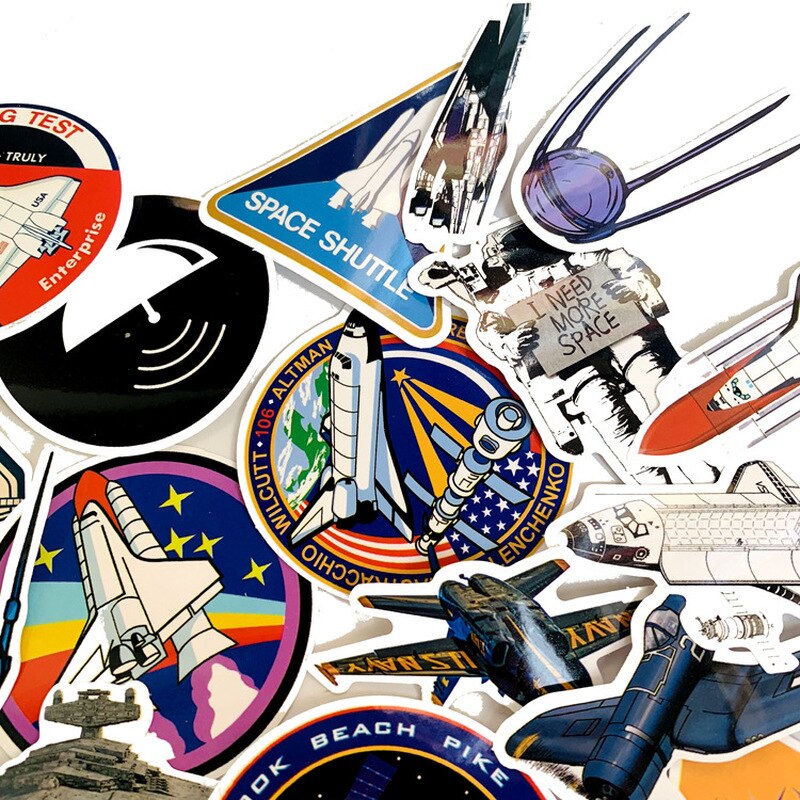 34pcs Funny Astronaut Aircraft Stickers For Luggage Laptop Refrigerator Motorcycle Skateboard