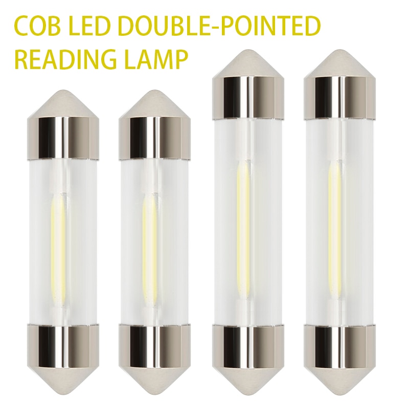 2pcs Car Led C5W 31mm 36mm 39mm 41mm Cob Glass Car Interior Car Light Trailer Light Reading Dome Door Bulb 12v DC White