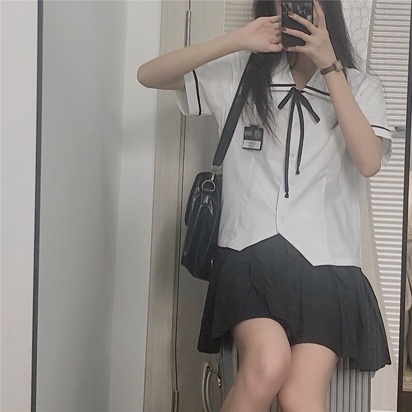Japanese Anime School Girl JK Uniform High Waist Skirt JK Suit University Sweater College Short Pleated Skirts Women