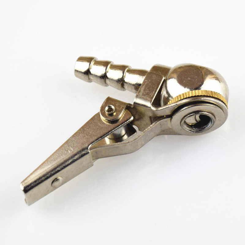 1Pc Tire Air Auto Tire Inflator Met Clip Voor Auto Band Reparatie Tools Chuck Inflator Gauge Messing Bal Auto: Silver