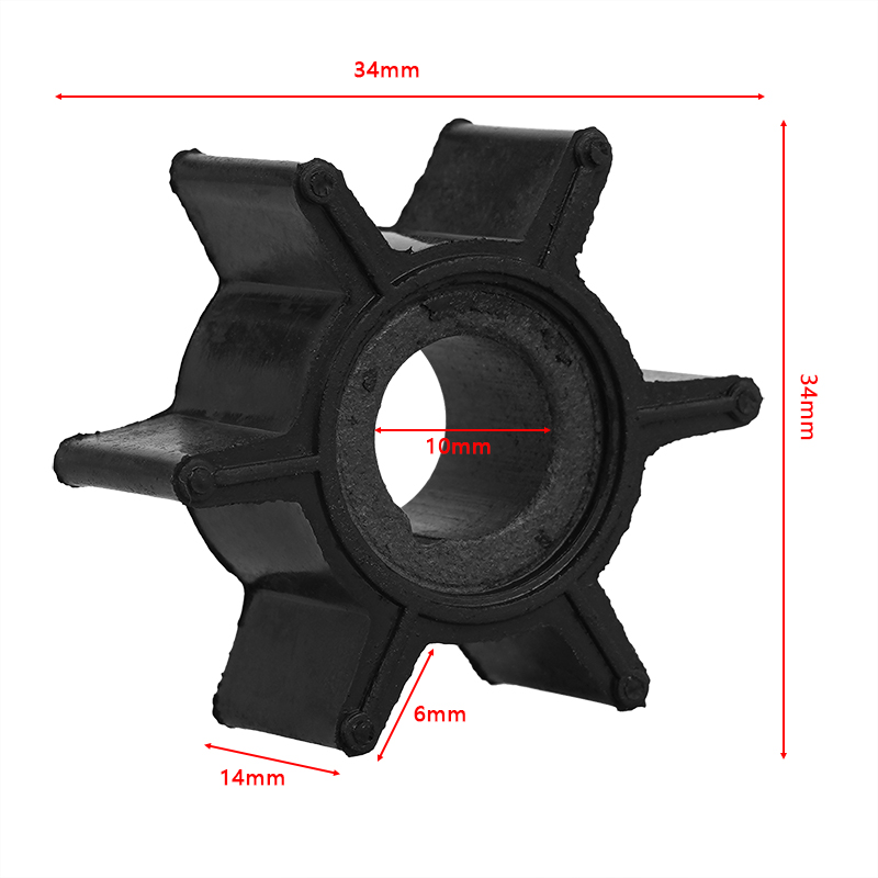Außenbordmotor 6 Schaufeln Boot Marine Wasserpumpe Laufrad schwarz Gummi Motor teile für Tohatsu/Quecksilber/Sierra 2/2/5/3//4/5/6 PS