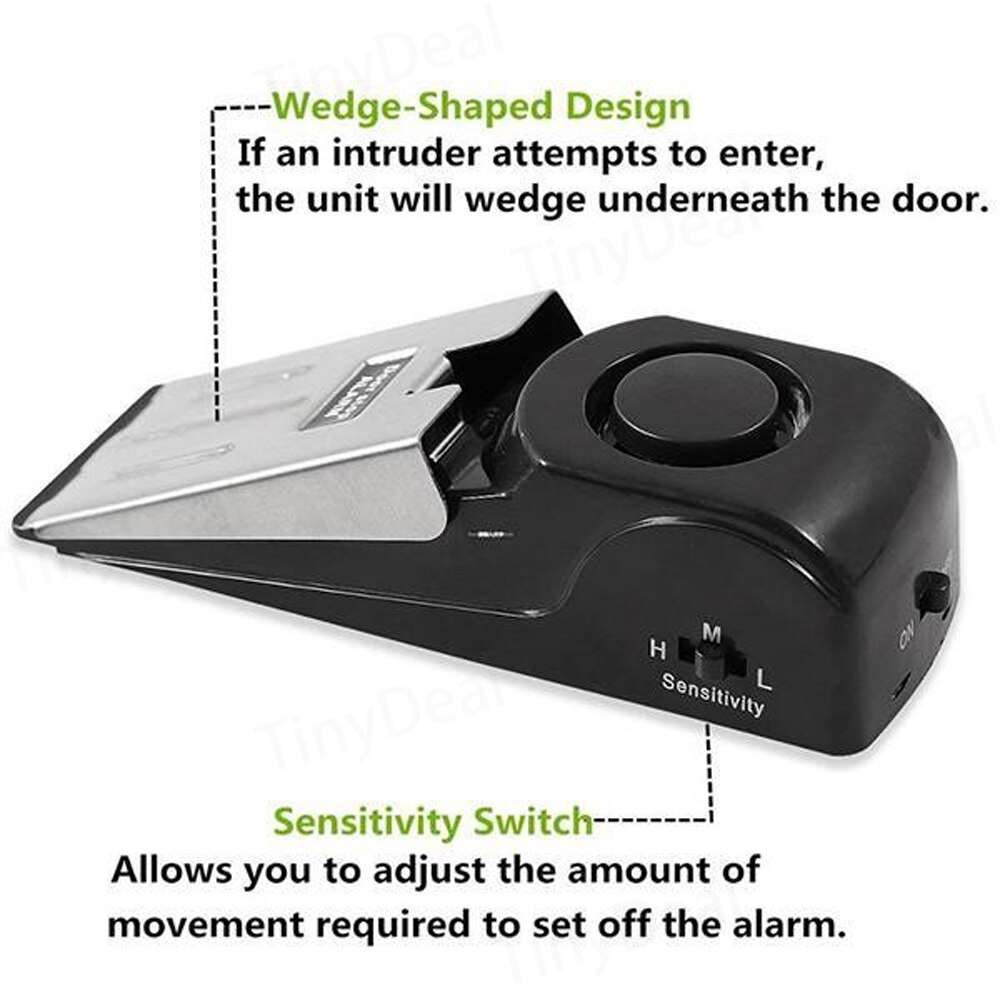 Husstand 100db mini størrelse letvægts bærbar alarm dørstop hjem døre kileformet prop med 30s alarmer