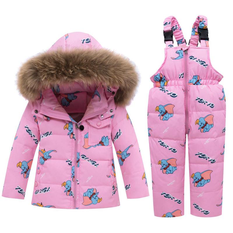 Abrigos de invierno rusos, Parkas con capucha de Dumbo de dibujos animados, mono infantil de piel de bebé, traje de nieve grueso, conjunto de ropa de nieve
