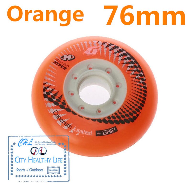 [72mm 76mm 80mm] 100% Original 84A SEBA Hyper + G Griff Beton Inline Rollschuhe Rad rollschuh FSK Slalom Bremsen Rad: Orange 76mm
