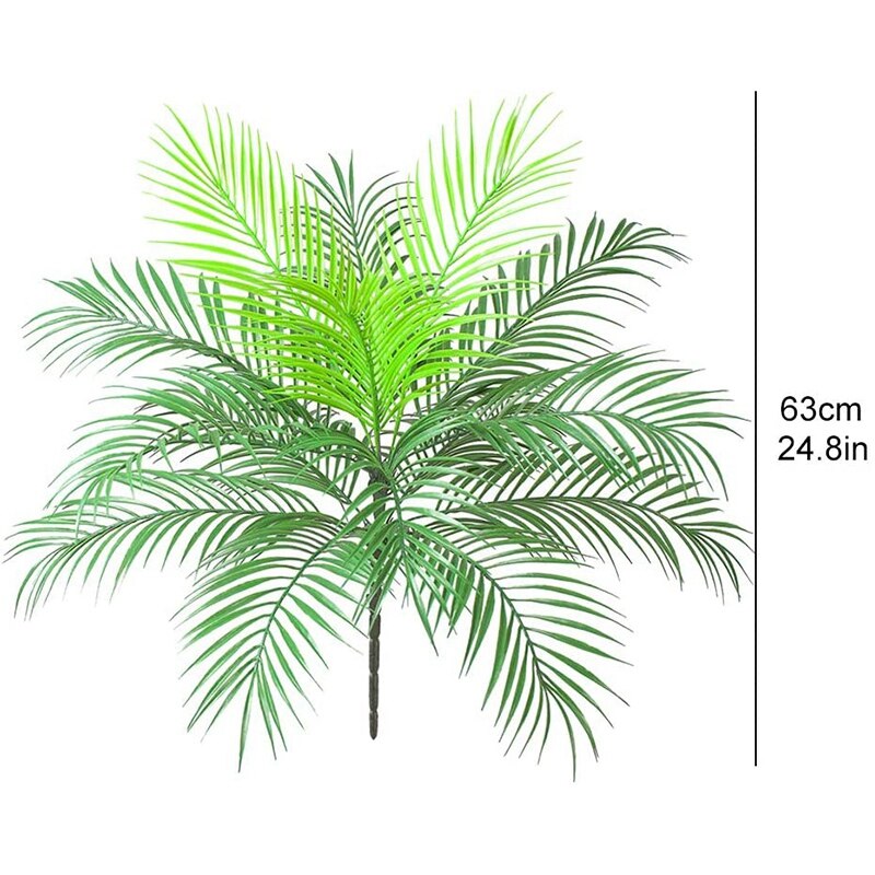 Artificial Tropical Palm Leaf Bush Plant in Green Palm Plant 15 Leaves for Tropical Greenery Accent Floral Arrangement