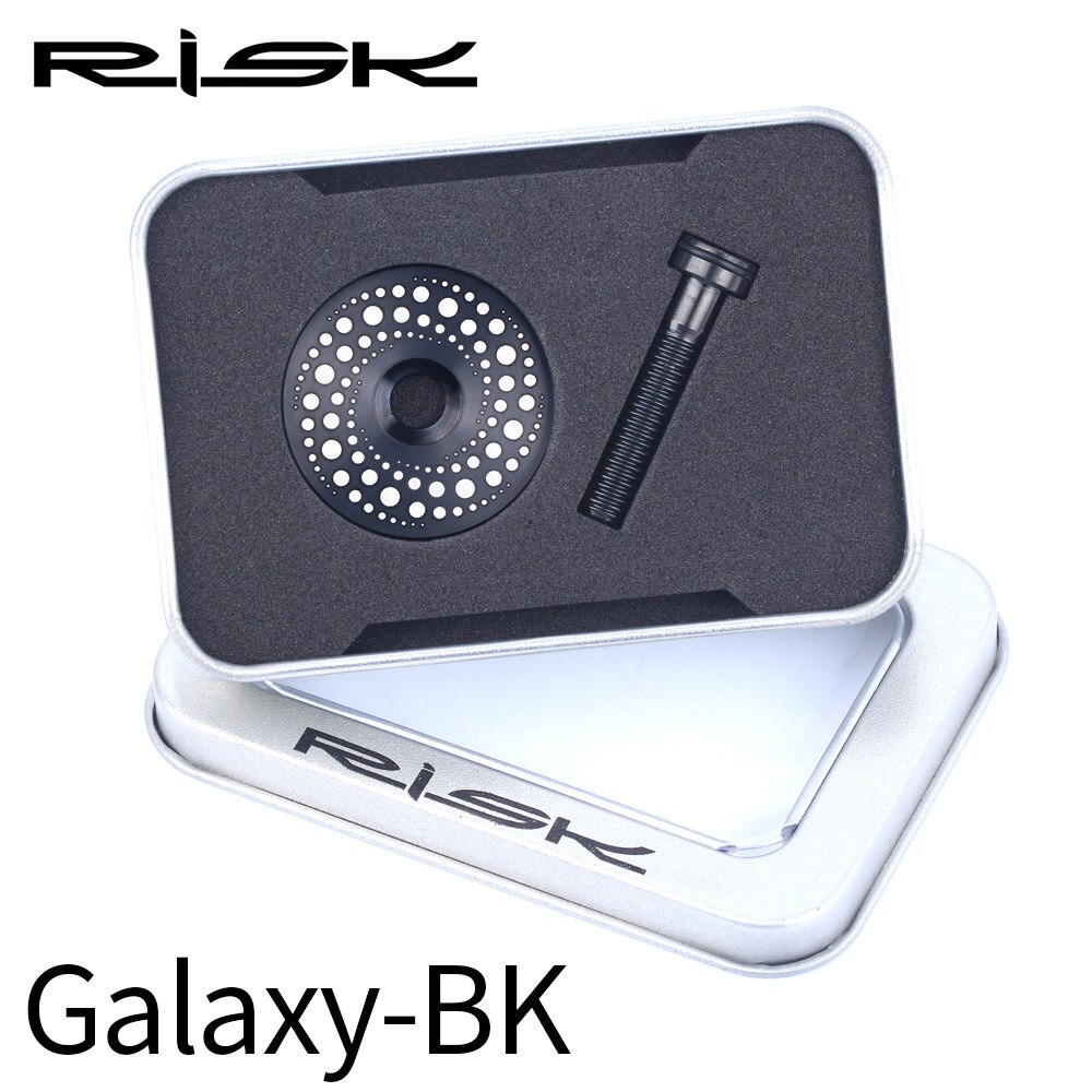 RISK Bicycle Stem Top Cap Headset Cover Titanium Alloy Bolt Road MTB Bike 28.6mm 1 1/8" Front Fork Head Tube Superlight Ti Screw: Galaxy BK