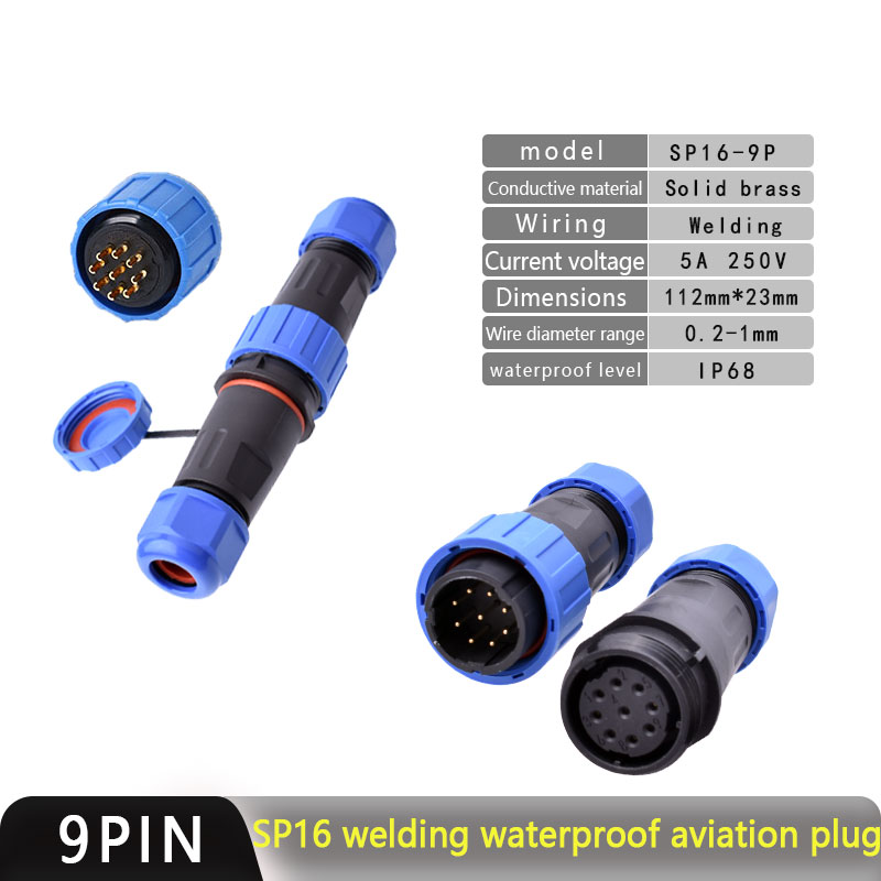 IP68 Waterproof Connector Male Plug and Female Socket 2/3/4/5/7/9pin Panel Mounting Wire Connector Aviation Plug Welding Wiring: Brown