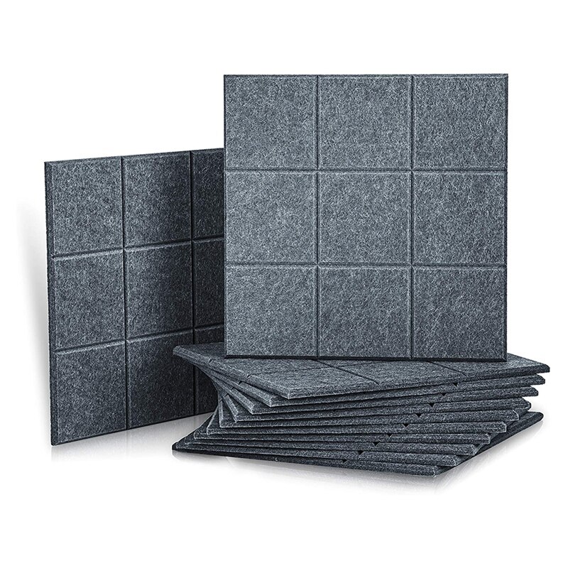 12Pcs Acoustic Absorption Panels,Beveled Ceramic Tiles For Sound Insulation,9 Block ,For Homes Offices,30X30X0.9Cm: Default Title