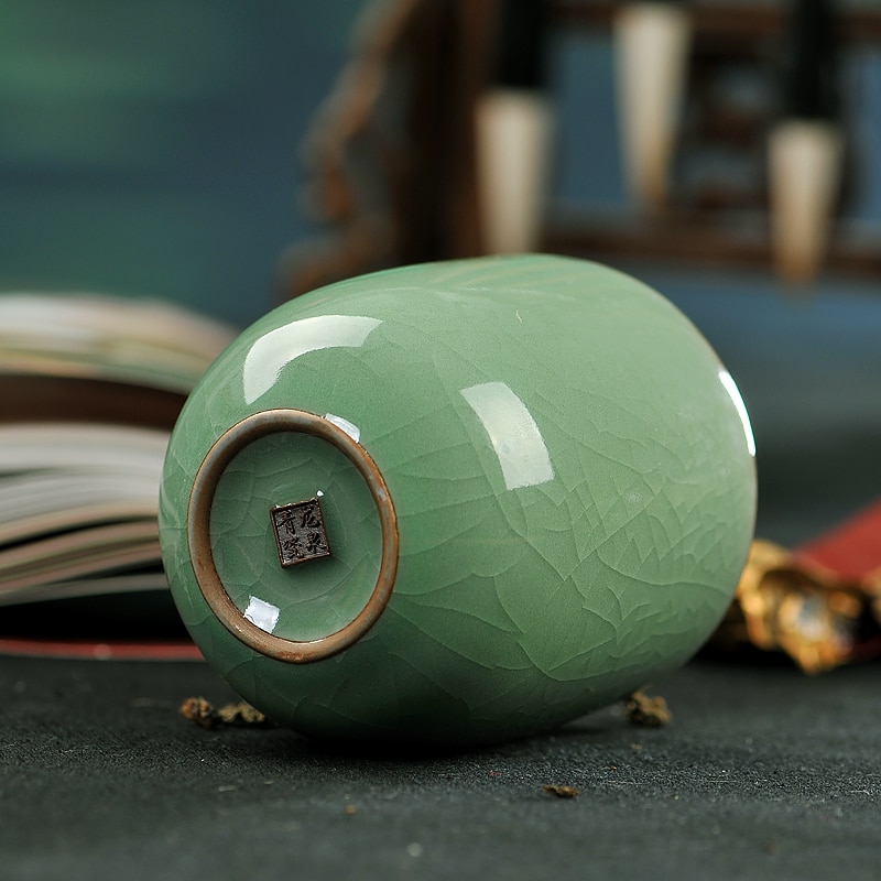 160ml japonês longquan celadon teacup kung fu chá conjunto boutique copo mestre artesanal porcelana tigela de chá cerâmica criativa saquê copo