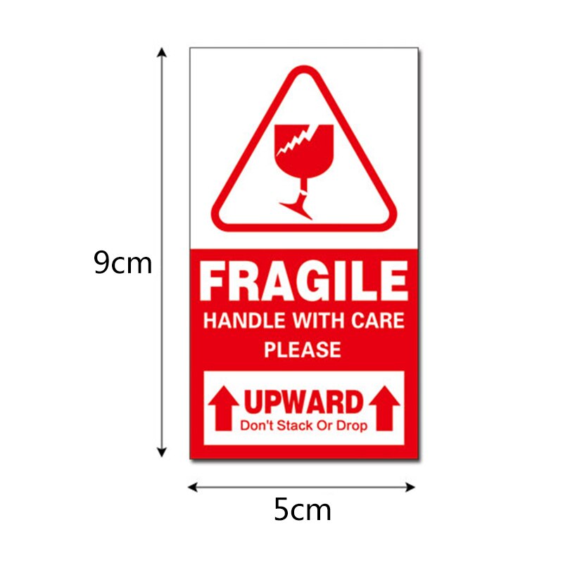 100 stk. skrøbelige varer klistermærker skal du håndtere med forsigtighed advarselsmærkater klæbende emballage: 1