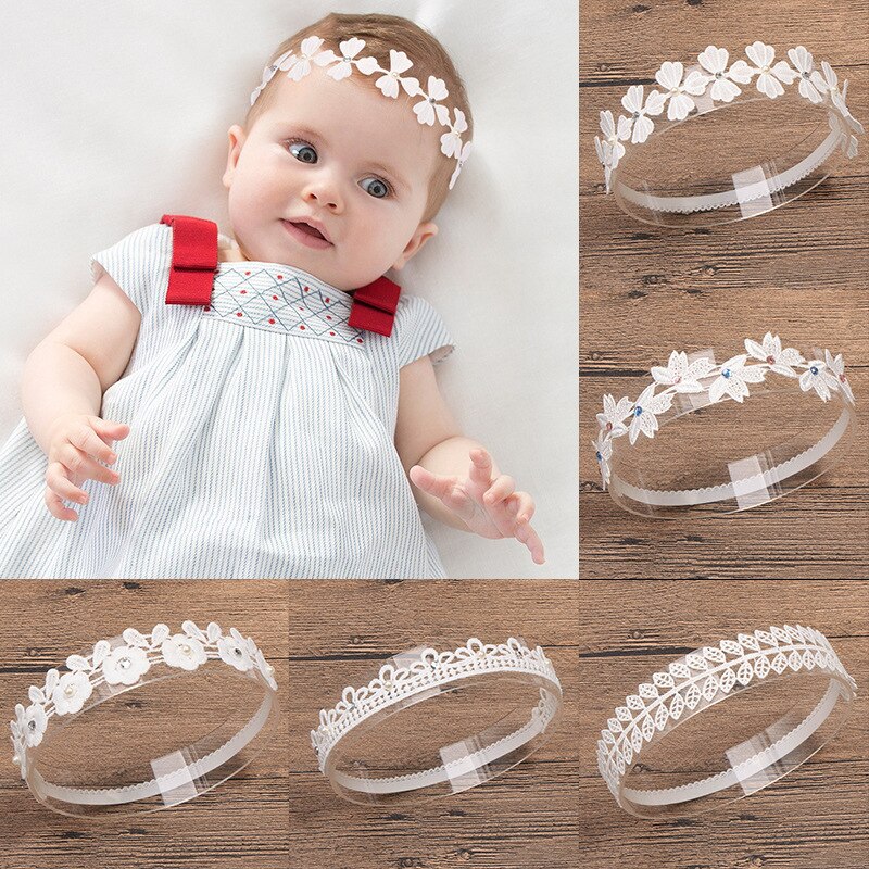 1 Pcs Baby bow girls Lace Headbands pearl flowers Headband Headwear Hair Band Baby Hair Accessories Girls Christmas