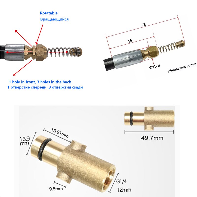 Pressure Washer Car Washer Sewage pipeline cleaning hose Drain Water Pipe Cleaner Sewer Jetting Hose Kit for STIHL Husqvarna