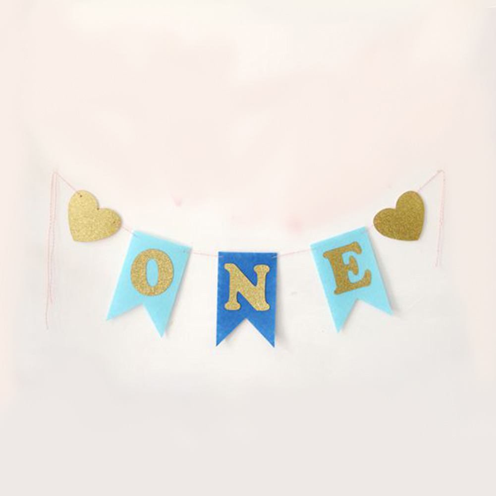 Baby 1 First Birthday Boy Girl Balloons Kids One Year Old Birthday Non-woven fabric Garland Banner Children Party Decor Baby Bab