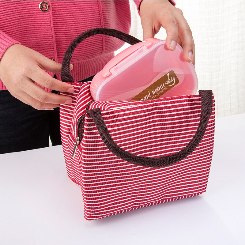 Thickening aluminum foil Stripe Oxford lunch bags keep lunch box warm for women waterproof Lunch bag student Bento bag MMB-007
