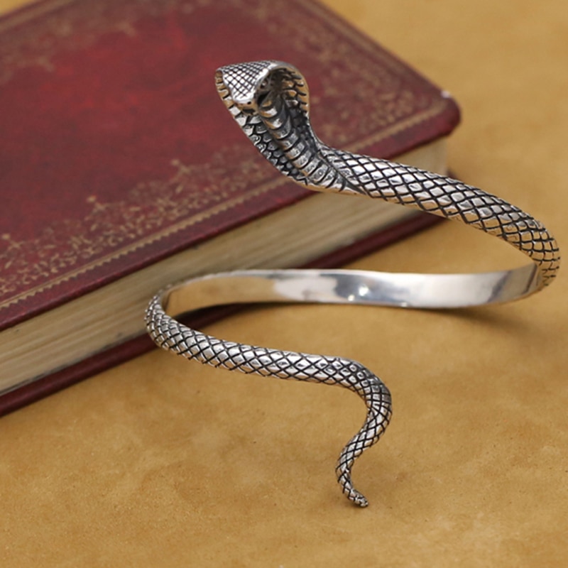 Regulowana bransoletka Viking Handmade Retro Cobra bransoletka węża