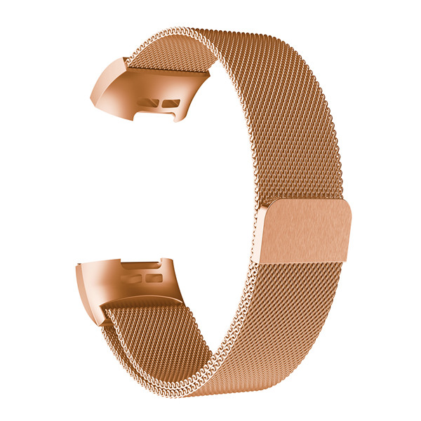 Correa de Metal para Fitbit Charge 3, repuesto de pulsera magnética de acero inoxidable sin tornillos: Rose Gold / L