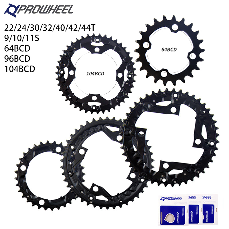 PROWHEEL Road Chainring 64/96/104BCD Mountain Bike Chainwheel 22/24/30/32/40/ 42/ 44T Sprocket Aluminum Alloy Steel Tooth Plate