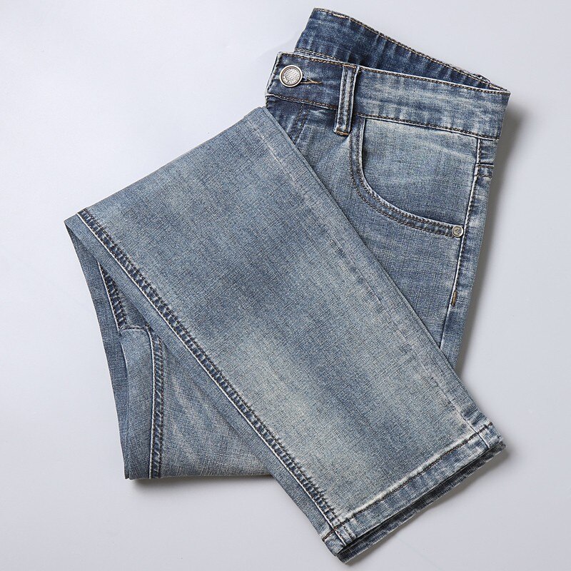 Sulee haut affaires jean automne coupe droite poids moyen pleine longueur Smart décontracté solide bouton jean
