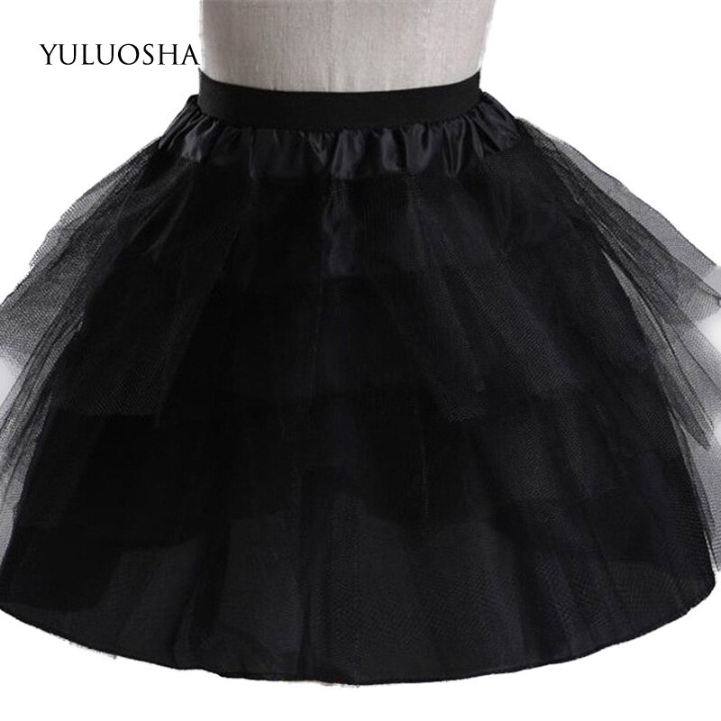 YULUOSHA Petticoat Tüll Rüschen Kurzen Krinoline Braut Unterröcke Band Felsen Kurzen Unterhose Kleid Mädchen geschwollen Felsen Vestido De Noiva