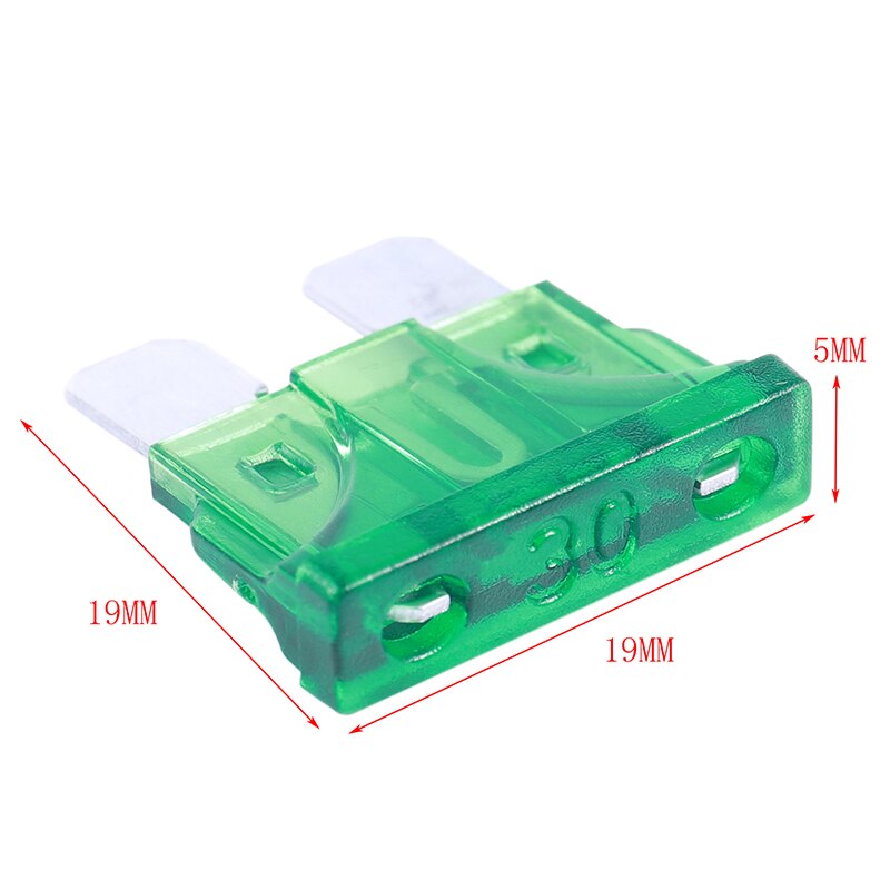 Vehicle Car 30A 30Amp Green Body Two Prong Blade ATC Fuse 30pcs